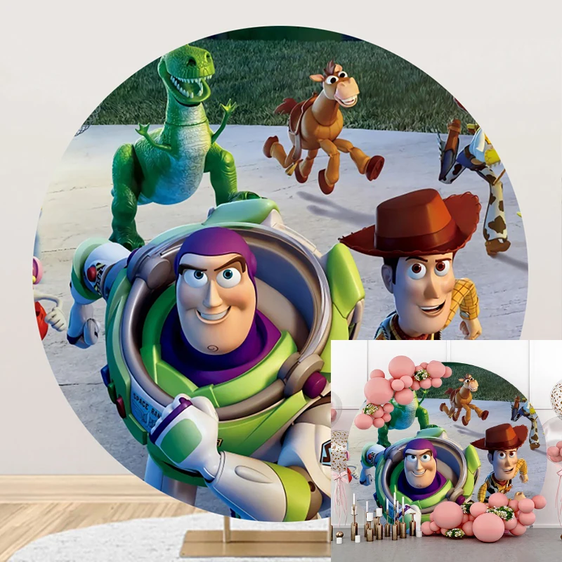 Toy Story Buzz Lightyear Round Photo Backdrop Background For Photography Baby Shower Birthday Decorations Party Props Customize