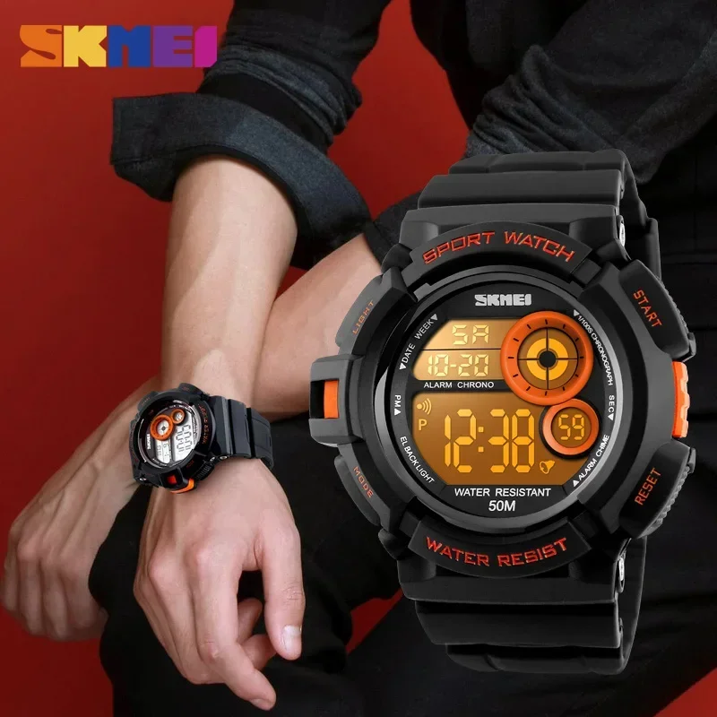 SKMEI 1222  Waterproof Shock Resistant Digital Watch reloj hombre Outdoor Sport Watch Men Simple Colourful LED Display Watches