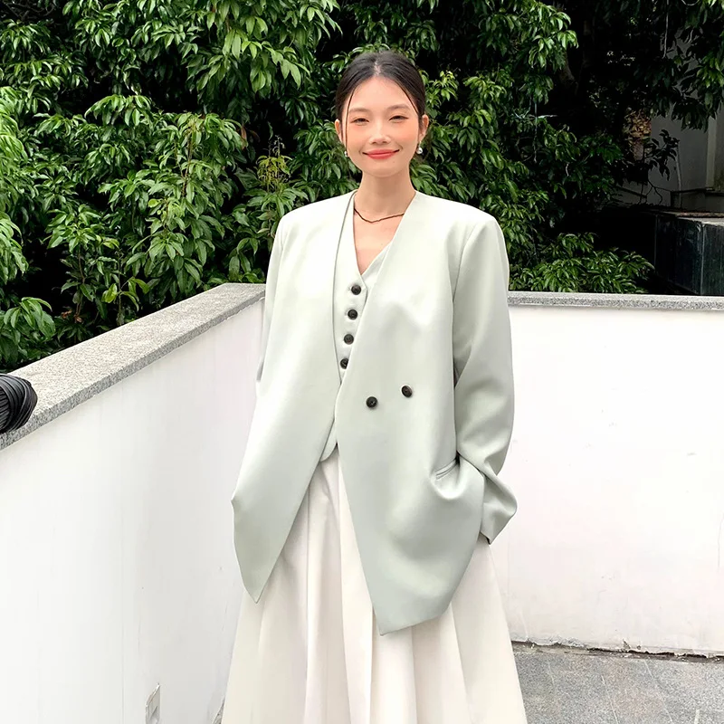 

SuperAen 2024 Autumn Korean Design High End Suit Loose Casual Blazer Coat