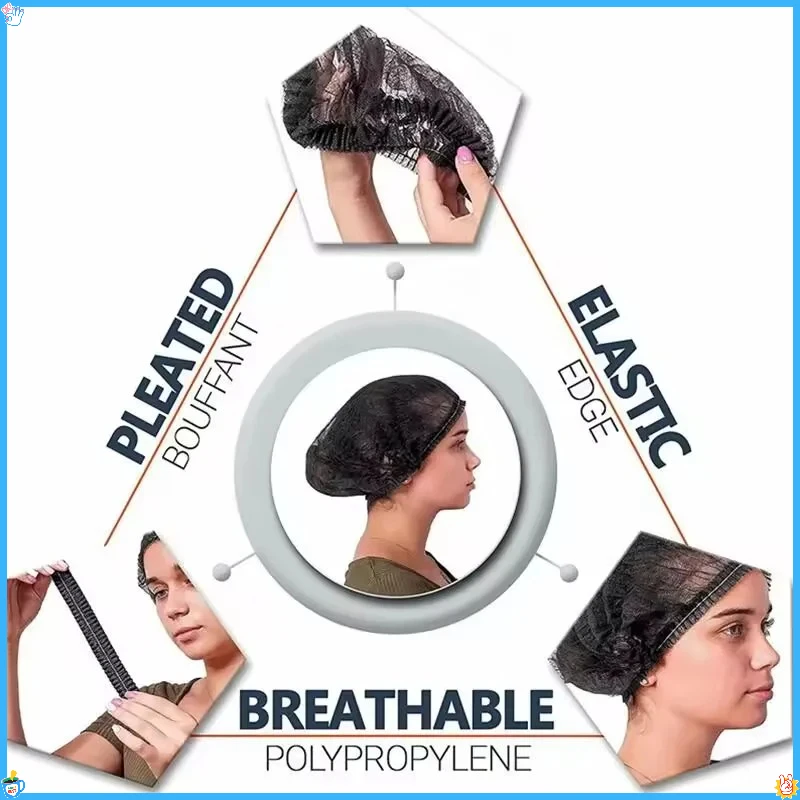 

100PCS Hair Net Cap Sterile Disposable Non Woven Fabric Makeup Hat Chef Catering Dust Strip Hat Bathroom Supplies