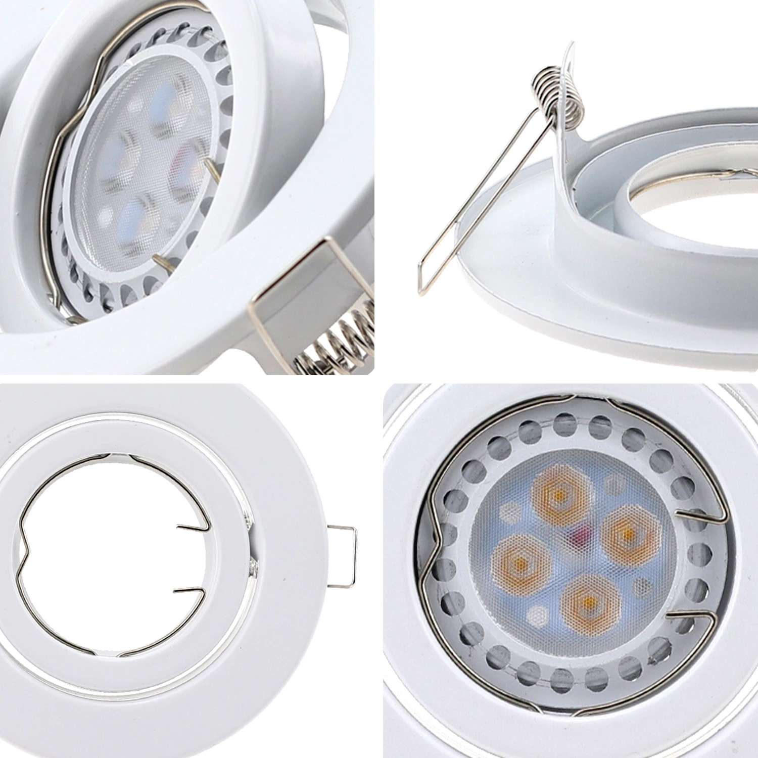 CE RoHs White Round LED Bulbs Fixture Ceiling Bulb Lamp Frame Recessed LED Spot Light Frame GU10 MR16 Led Downlight Fittings