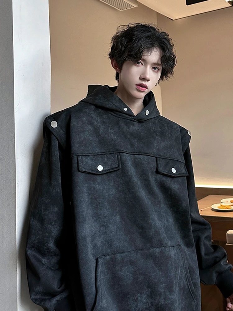 

Мужская толстовка American Dyed Workwear: осенне-зимняя модная модель с эффектом двухслойности, утепленная флисом, с капюшоном