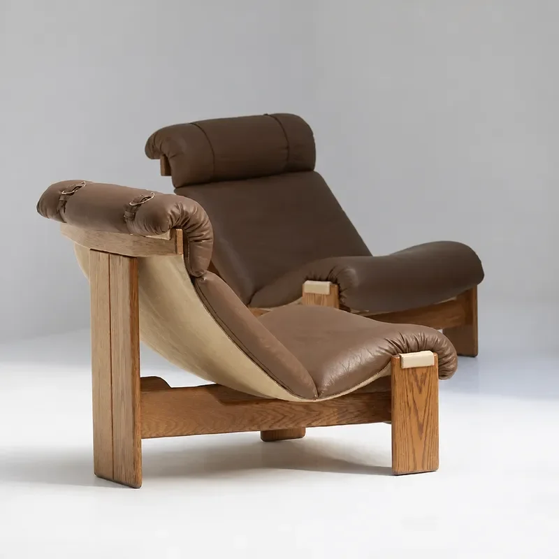 American Wabi Sabi Solid Wood Single Recliner Small Apartment Living Room B&B Club Creative Leisure Sofa Chair