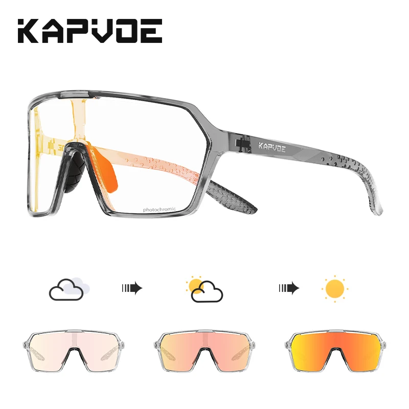 Kapvoe Cycling Photochromic Glasses Men Women Outdoor Sports Riding Protection Glasses MTB UV400 Sunglasses Hiking Glasses