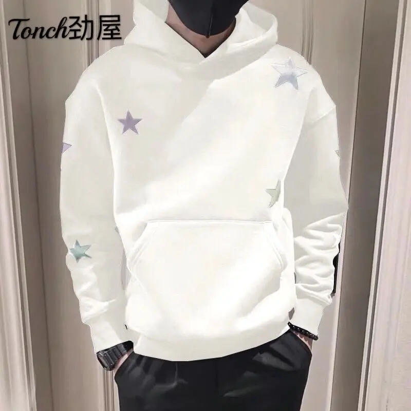 Hooded Hoodie Men\'s Korean Style Trend 2021 Spring and Autumn New Clothes on Top Winter Outfit Handsome Thick Coat Top