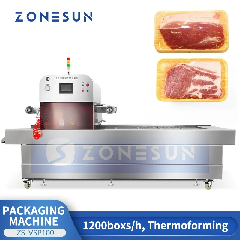 ZONESUN ZS-VSP100 Автоматический вакуумный упаковщик VSP Машина для запечатывания мяса, морепродуктов, готовые блюда