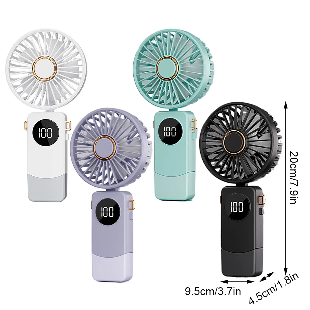 Portable Mini Fan Rechargeable Fan 5-Speed Wind Regulation Compact And Easy Carry 2. Intelligent Lavender 1200M