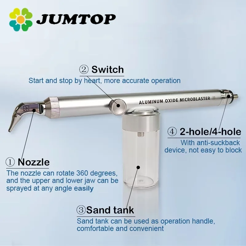 JUMTOP Dental Micro Blaster all'ossido di alluminio con getto d'acqua 2 in 1 lucidatrice per abrasione ad aria ad alta pressione Microetcher Sandblaster