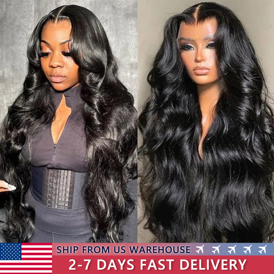 HD Transparent 13x4 Body Wave Lace Front Human Hair Wigs For Women 13x6 Lace Frontal Wigs 360 Lace Wig Pre Plucked Bling Hair