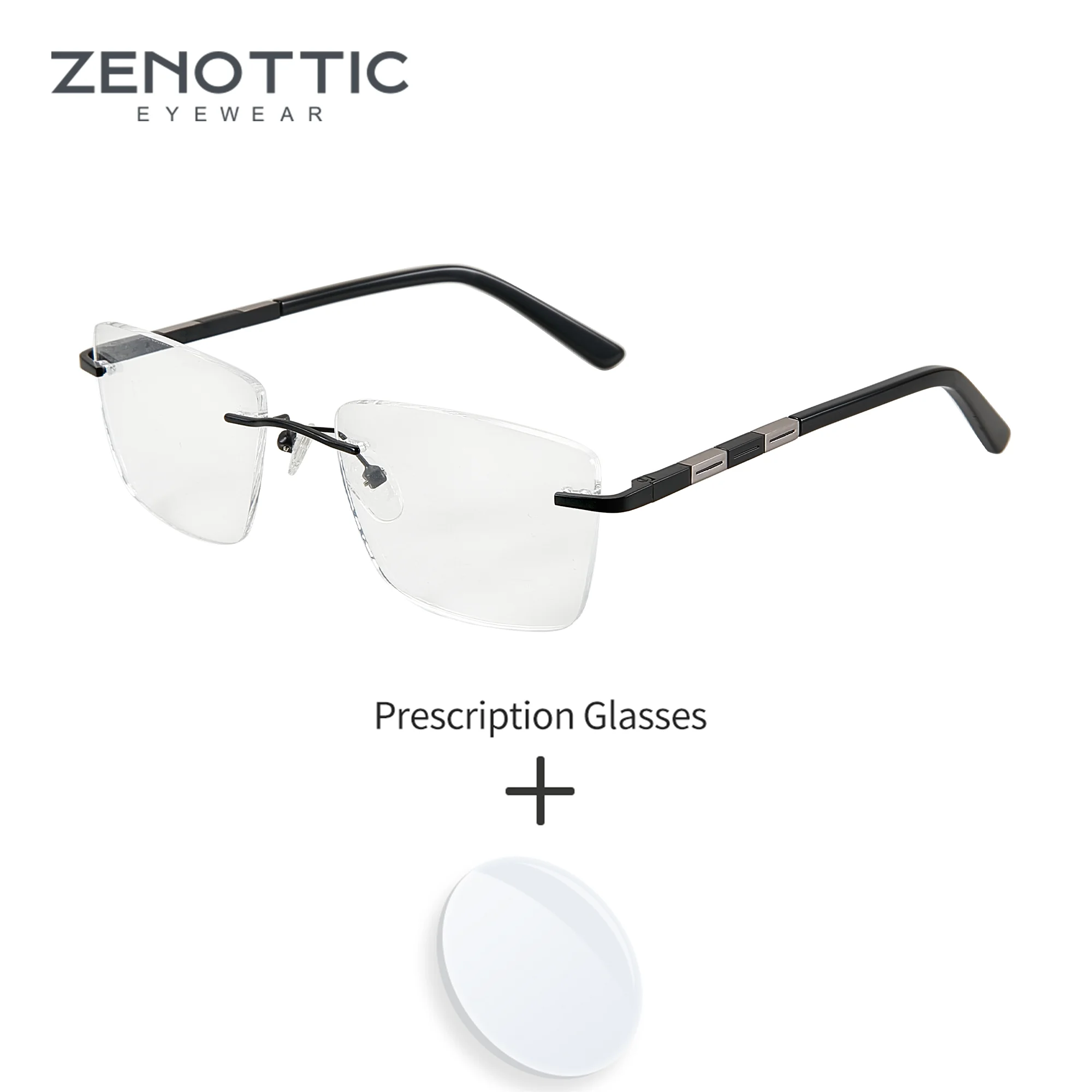 ZENOTTIC M размер модные прямоугольные очки по рецепту для мужчин металлическая оправа без оправы фотохромные оптические очки для близорукости