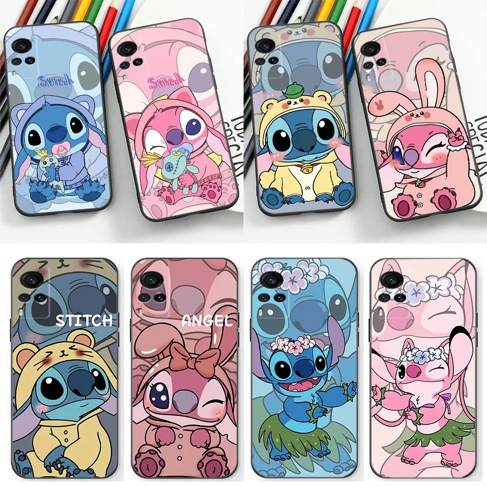 Disney Lilo Stitch Angel Couple Phone Case For VIVO V29E V29 V27 V27E V25 V23 V23E V21 V21E V20 X90 X80 X70 X60 X50 Z1 Pro Cover