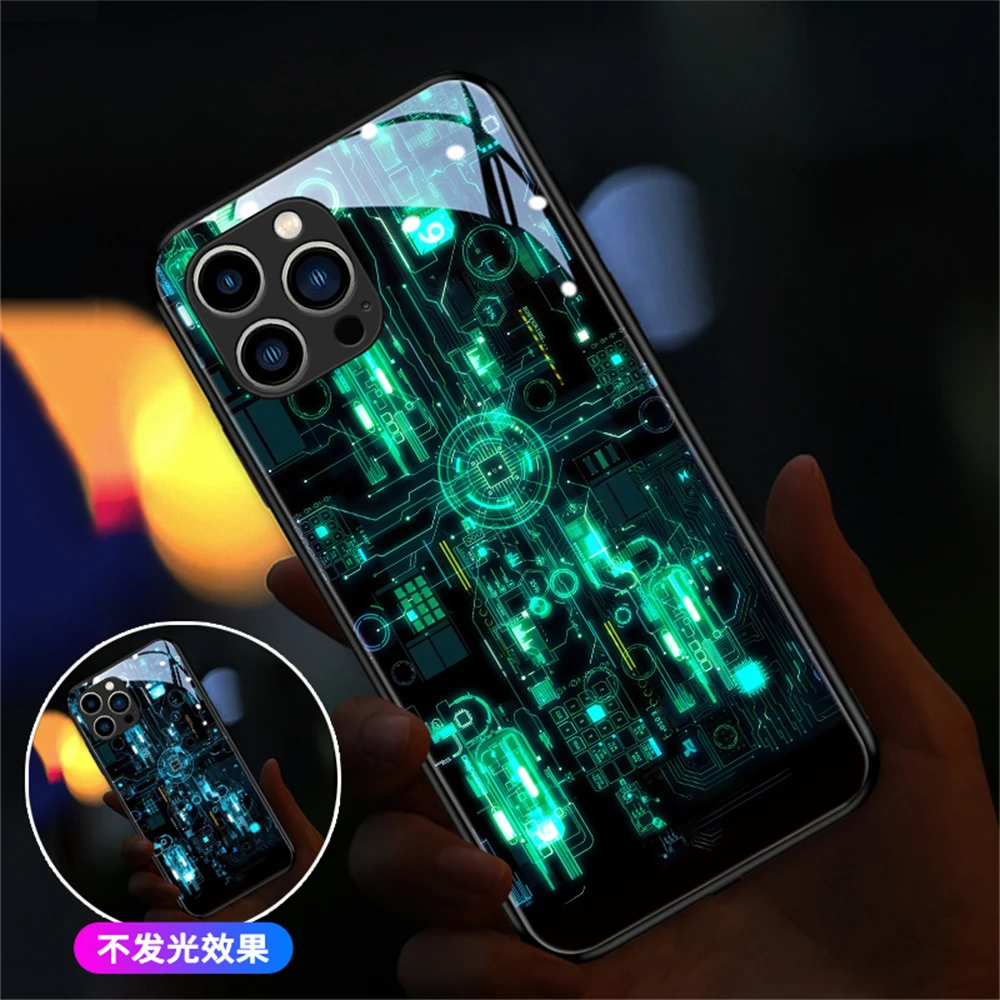 Circuit Technology Sense LED Calling Light Up Flash Phone Case For iPhone 16 15 14 13 12 11 Pro Max Mini XR SE2020 Glitter Cover