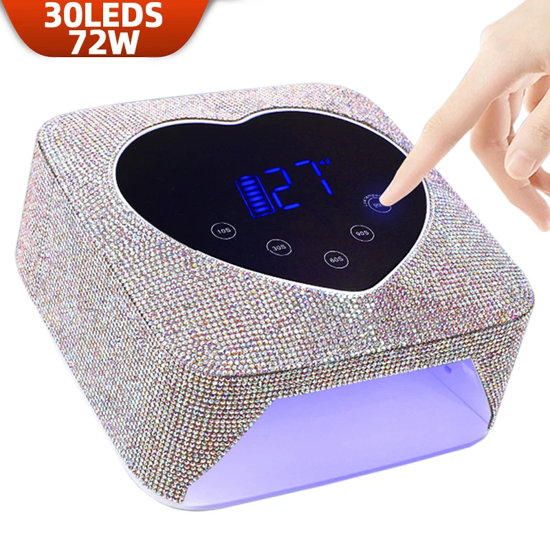 

72W Built-in Battery Nail Dryer For Curing Gels Polish Cute Heart Design Rechargeable Cordless Nail Lamp with LCD Touch Screen