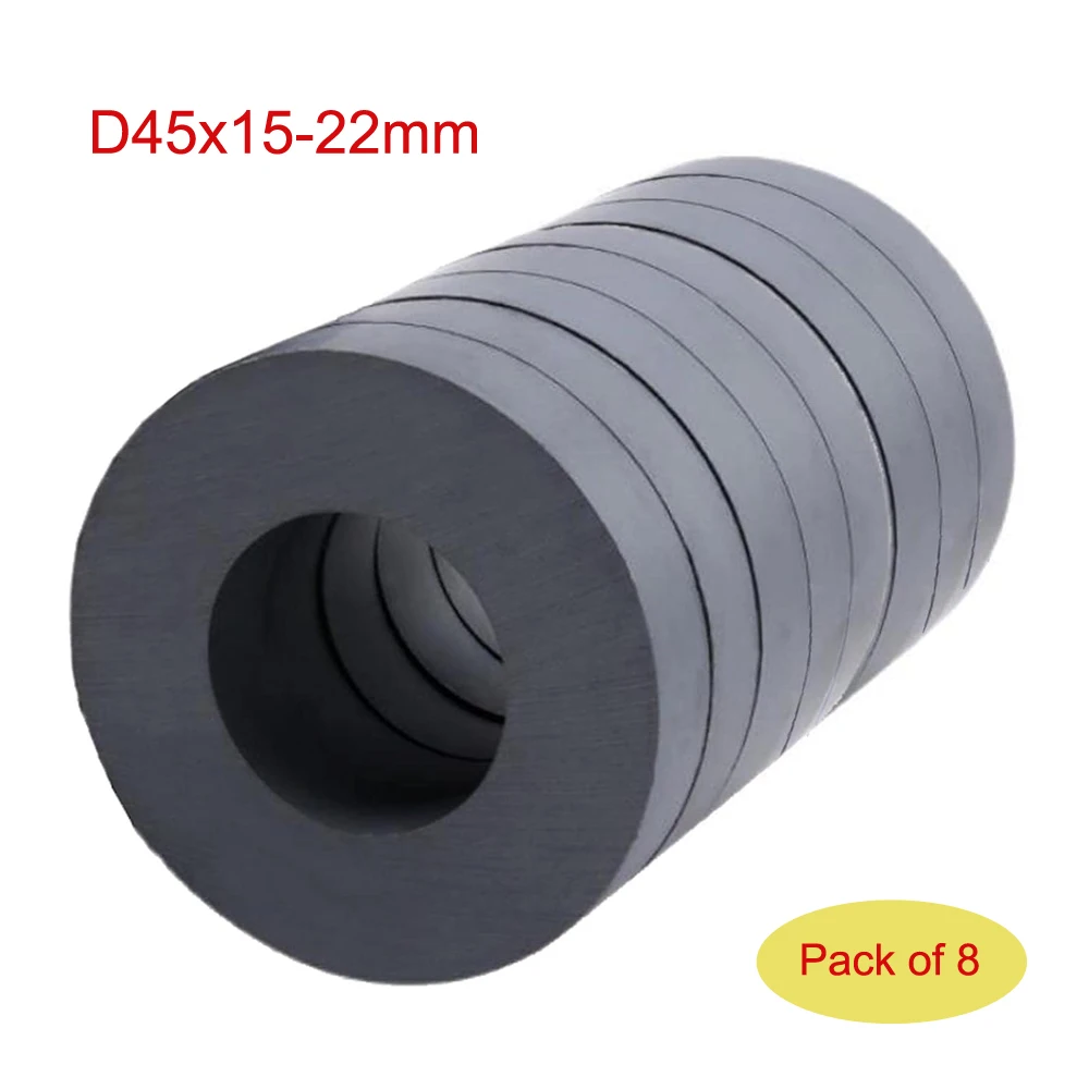 

8PCS Ferrite Ring Magnets with Holes OD45 x ID22 x 8mm Round Disc Donut Magnets Circle Hole Ceramic Magnets for Crafts and DIY