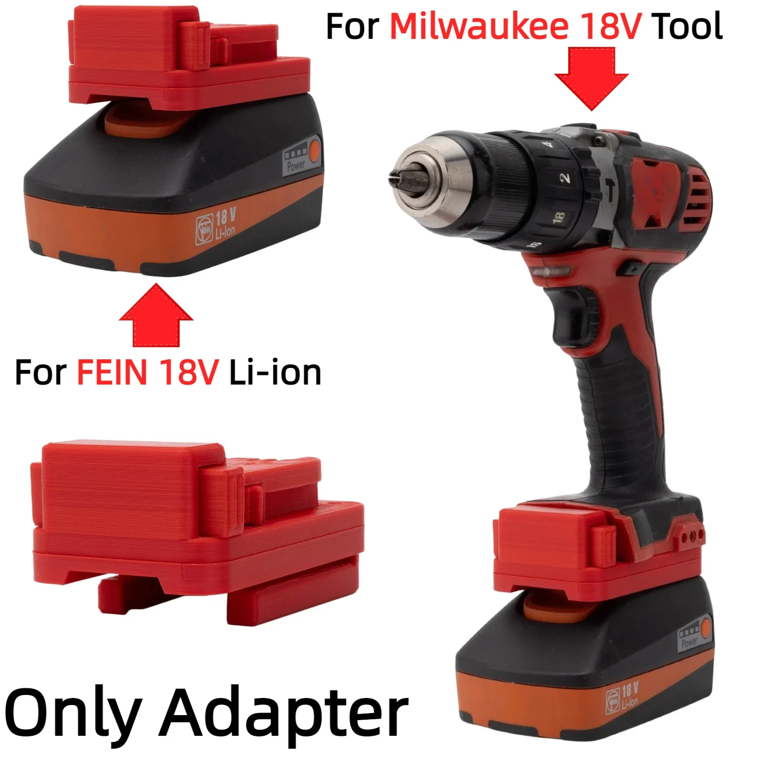 Battery Adapter Converter for FEIN 18V Li-ion Battery To Milwaukee 18V Electric Drill Tools Accessory（Only Adapter）