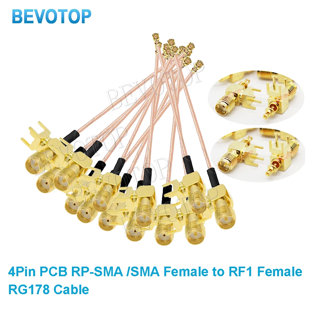 10PCS SMA to RG178 Cable 4Pin PCB RP-SMA /SMA Female to IPX-1 Female Jack RG178 Cable WIFI Antenna Extension SMA to IPX Jumper