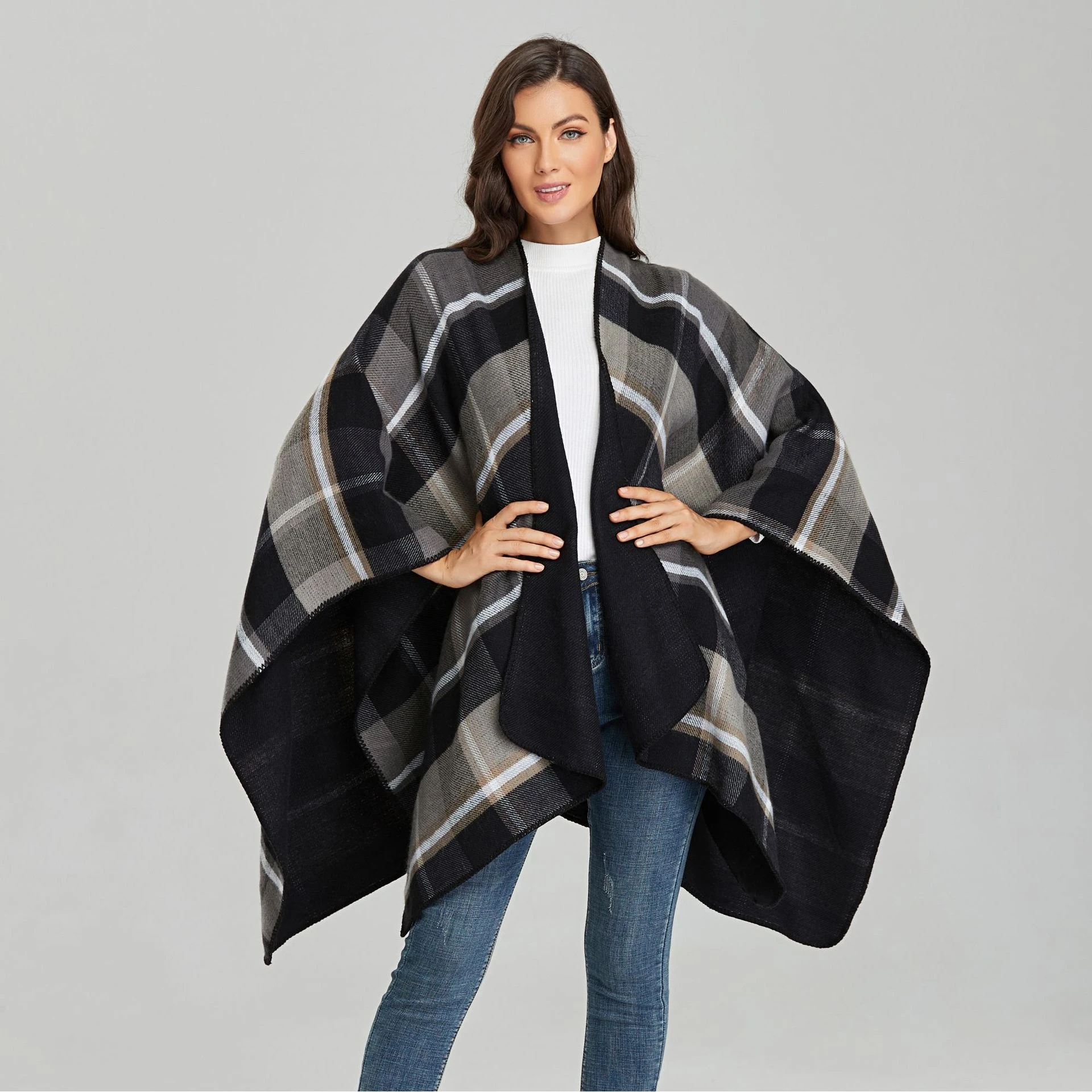 

Classic Plaid Camere oulder awl Blanket Sle Women's Outerwear Autumn Faion Elements Chinese Brandl Product