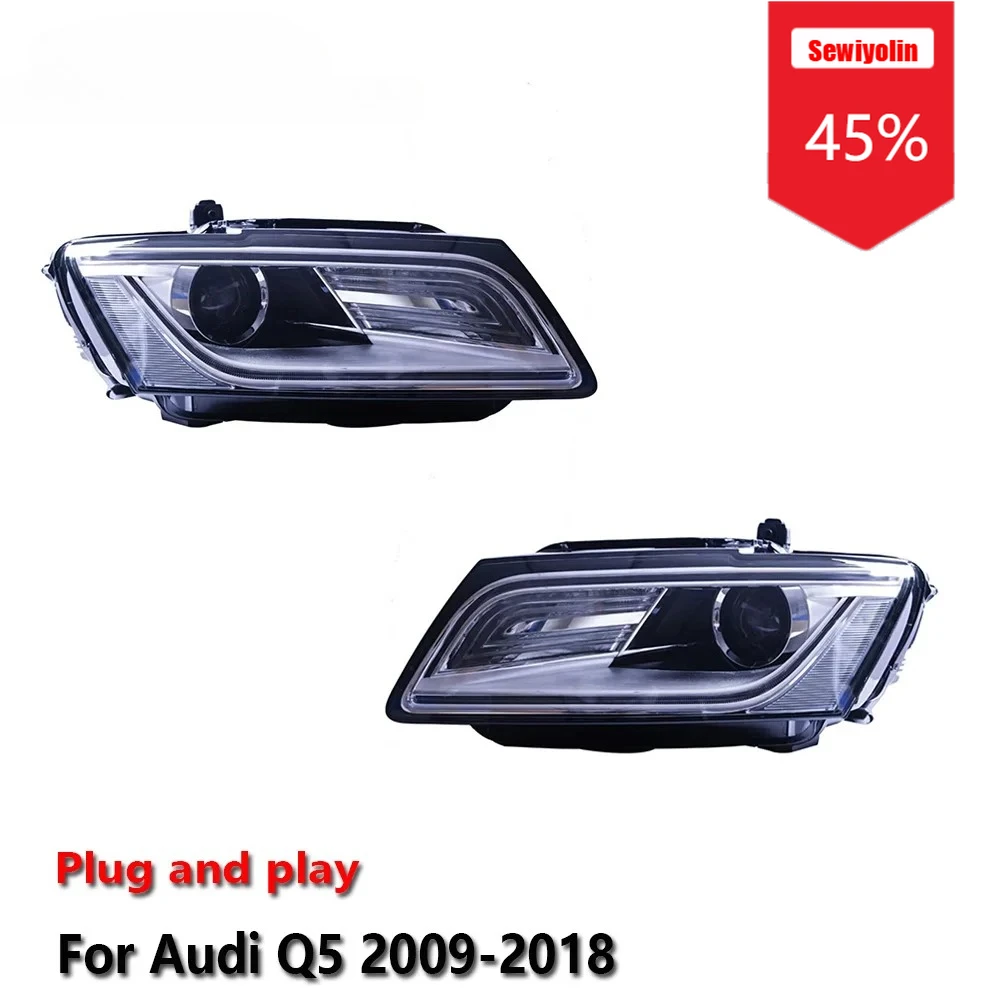 

Sewiyolin Car LED Headlight Assemblies For Audi Q5 2009-2018 Fog DRL Brake Turn Signal Lamp Plug and Play