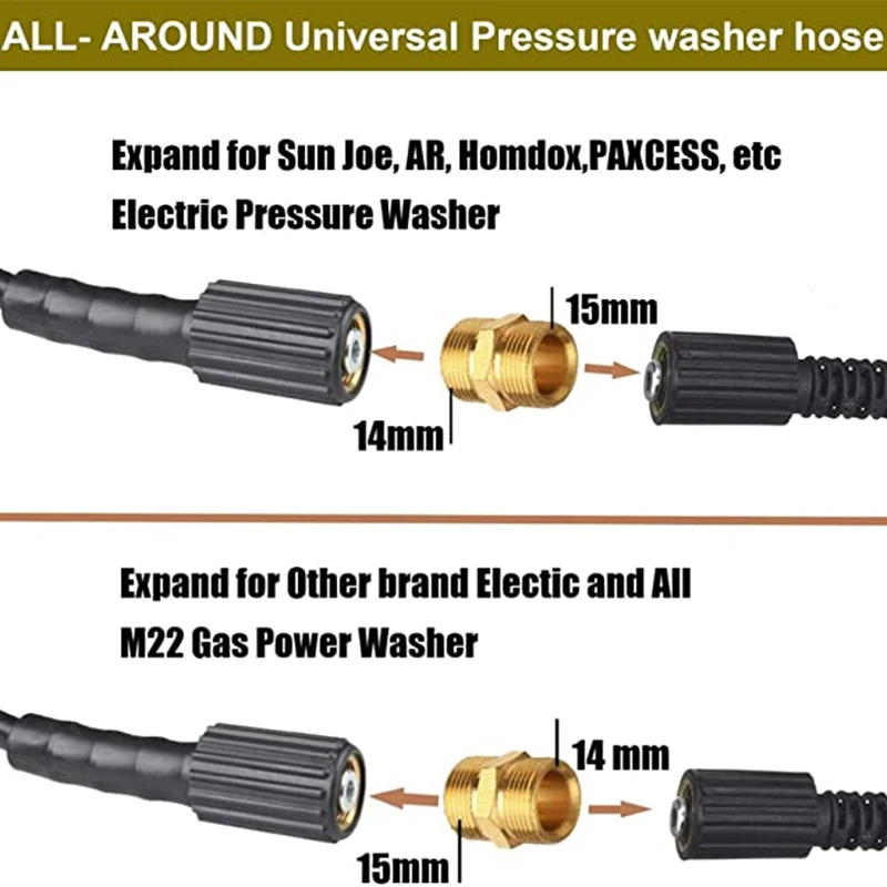 Imagem -03 - Lavadora de Pressão Adapter Grupo Male Fitting to Male Swivel Mangueira Thread Kit Adaptador de Cobre M2214 mm