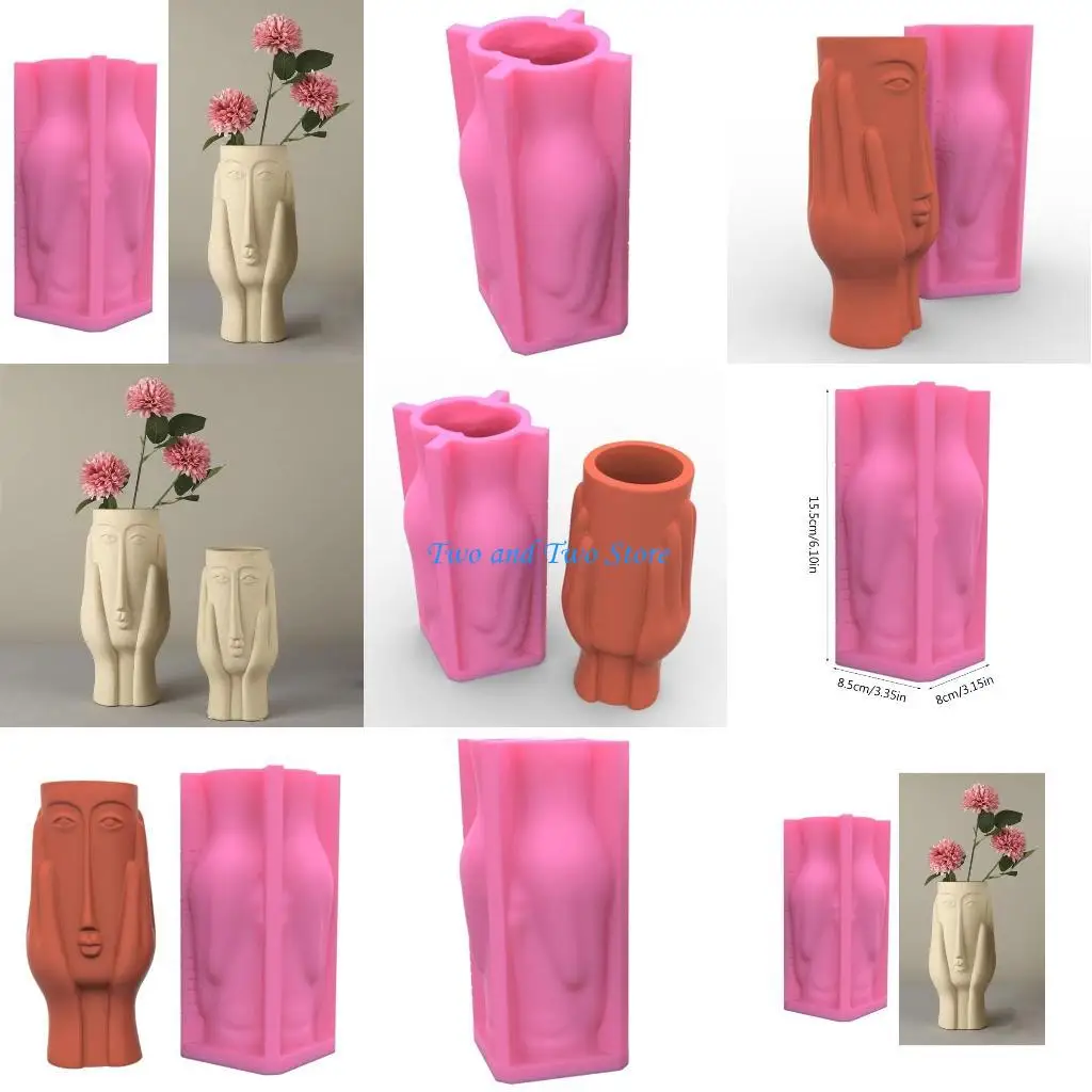 

HX6F Художественный горшок с человеческим лицом, силиконовая форма, литье из эпоксидной смолы, форма для сочного горшка, вазы