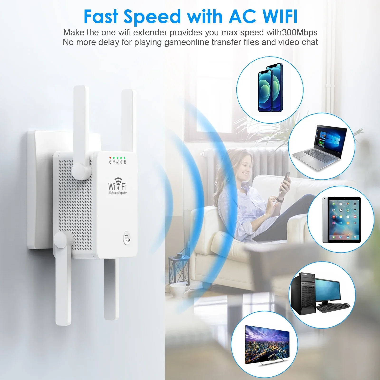 Xiaomi Mijia WiFi Repeater 3 in 1 Wireless Wifi Extender 300Mbps 802.11N Long Range Wi fi Signal Booster 2.4G Wifi Repiter