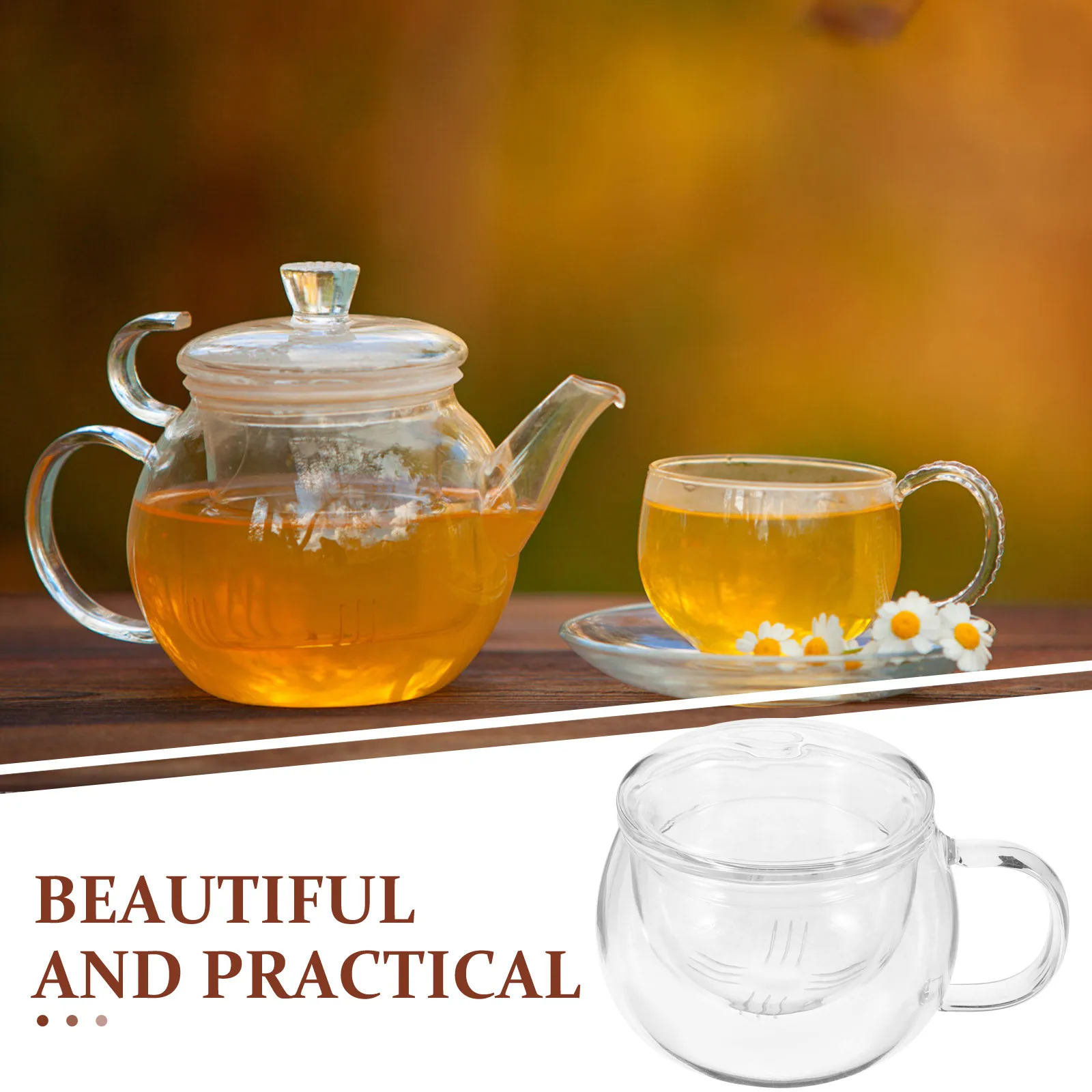 

1Set Heat-Resistant Glass Tea Cup Set Infuser Lid Fashion Creative Design Home Office Coffee Milk Soup Hot Cocoa