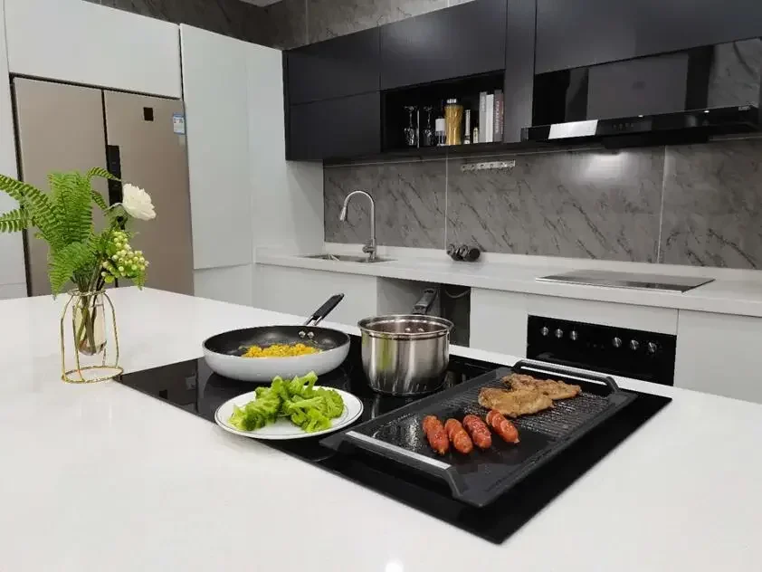 Stylish kitchen Downdraft range Hood with induction hob combination Hot sales