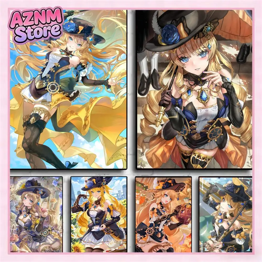 Game Genshin Impact Navia Poster, perfekter Aufkleber, selbstklebende Wandkunst, entworfen für Wohn-, Büro- und Essbereiche