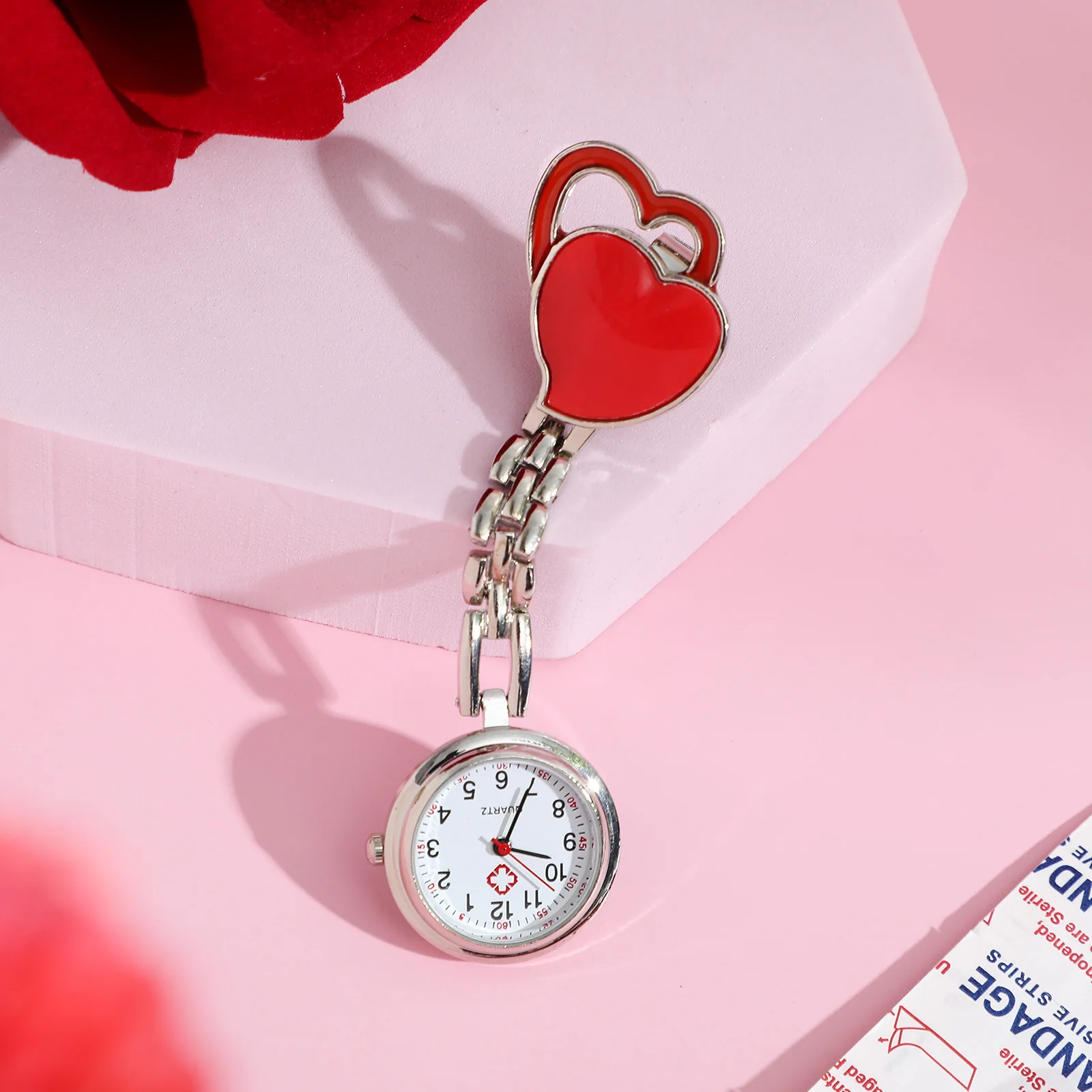 Heart Shaped Pocket Watch Red Heart Shaped Waterproof Hanging Watch For Decor Creative Timepiece Accessory