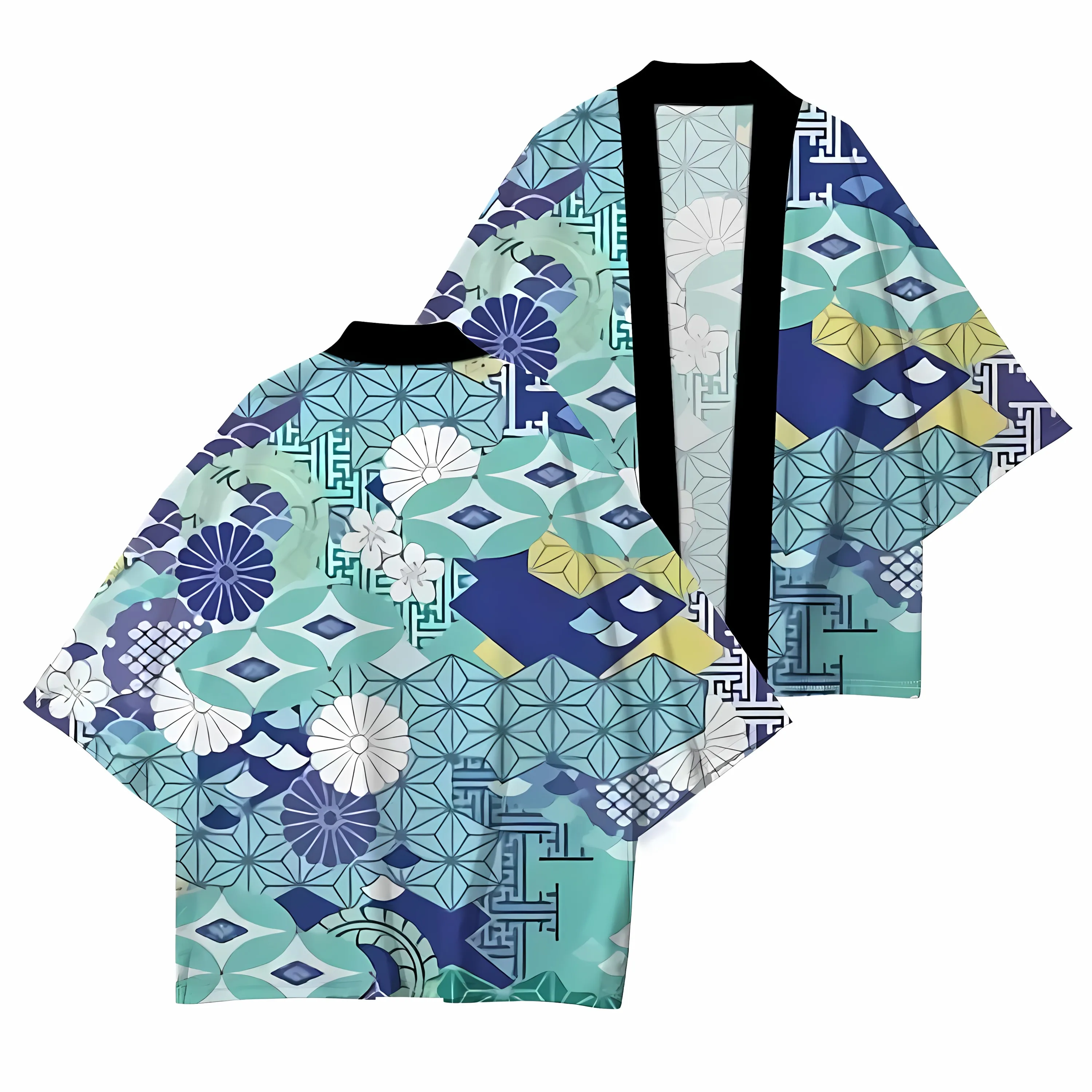 2026 Summer New Men's Kimono with 3D Flower Pattern Print for Street Casual Fashion Comfortable Soft Breathable