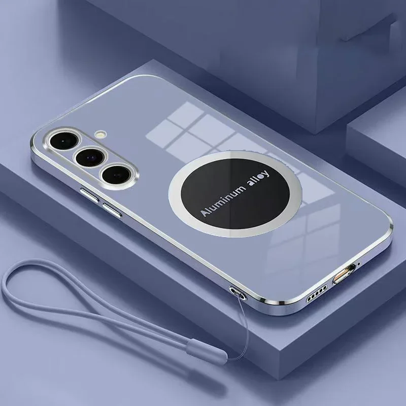Étui d'attraction magnétique de placage luxueux pour SamsungA56 Samsung A55 A36 A16 A06 Samsung M55 M54 M53 étui d'amortissement à bord droit