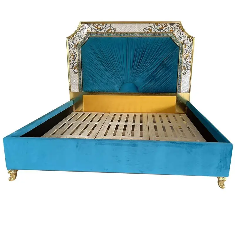 

Двуспальная кровать с инкрустацией ракушками, мягкая сумка из массива дерева, кровать принцессы, роскошная кровать для главной спальни