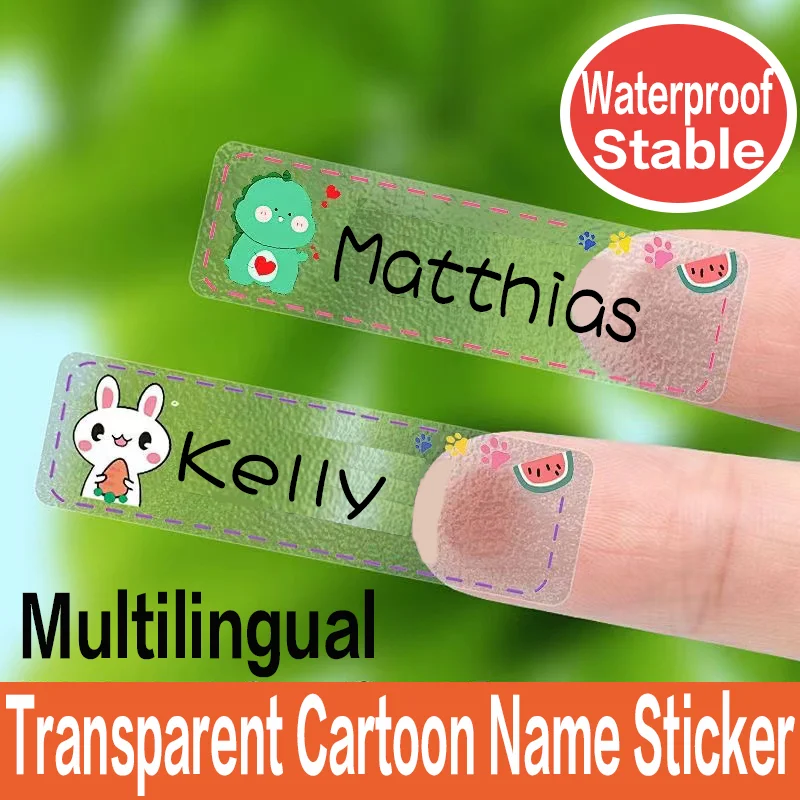 Personalised name stickers【14*46mm】Waterproof Tag Transparent Personalized Custom Name Sticker Kindergarten