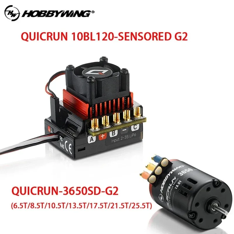 Original HOBBYWING QuicRun 3650SD G2 Induktions-Brushless-Motor und QUICRUN 10BL120-SENSORED G2 für 1/10 RC-Auto