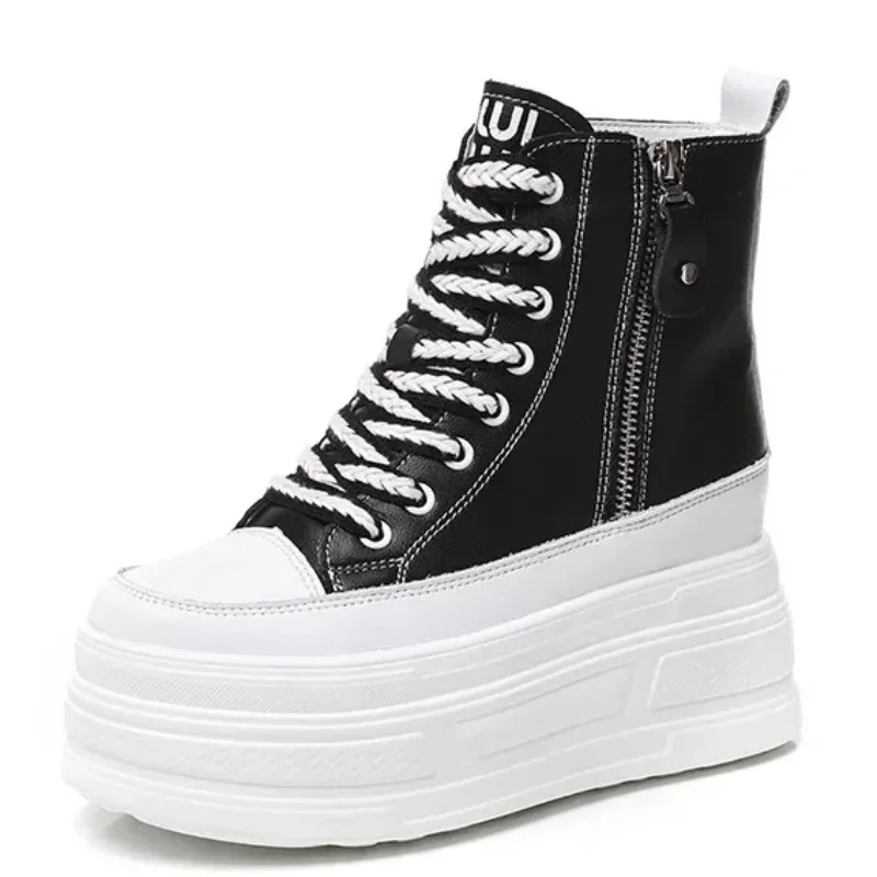 

8 см новые модные женские армейские ботинки, кроссовки на платформе, весенне-осенние теплые зимние ботильоны на меху, женская обувь из натуральной кожи