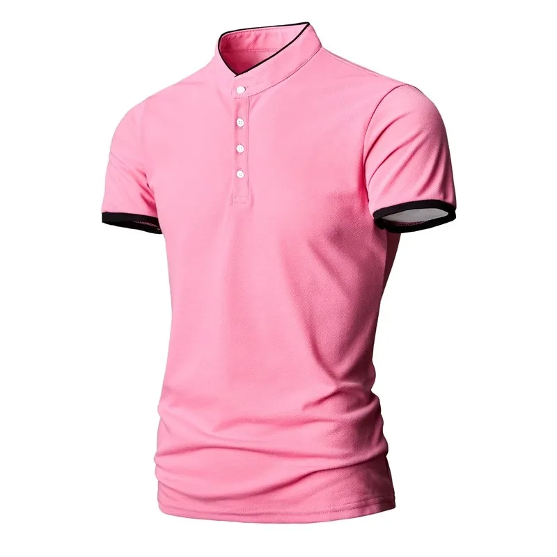 2023 Fashion Brand Polo Shirt Men\'s Summer Mandarin Collar Slim Fit Solid Color Button Breathable Polos Casual Men Tshirts Top