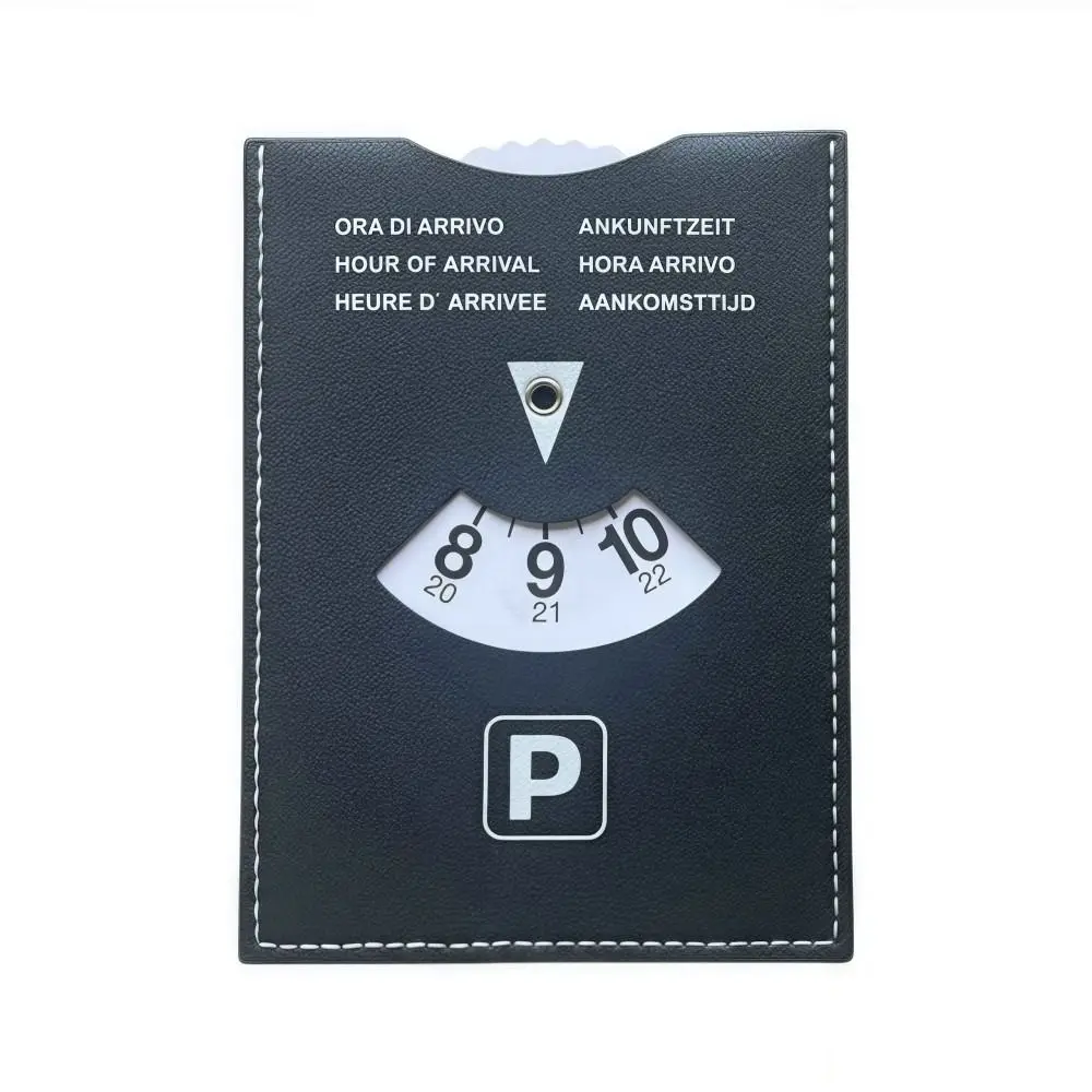 New PU Leather Parking Timer Sign Universal Waterproof Simple Parking Timer Durable 6-Language Version Convenient Parking Tool