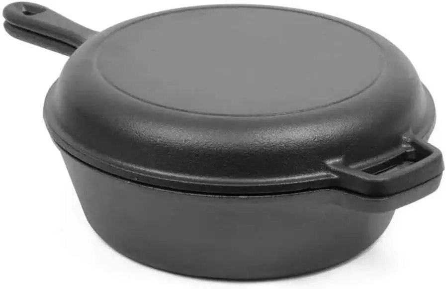 

For Commercial CHEF Dutch Oven 3 Qt Cast Iron Pre-Seasoned Set Lid Cookware