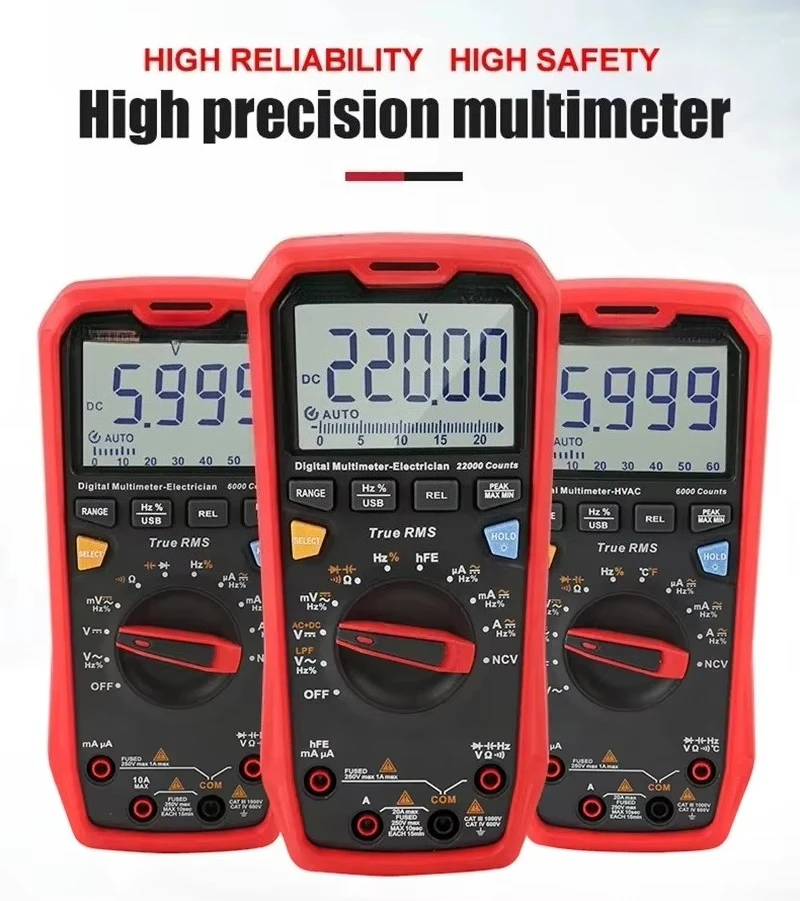 Professional Multimeter Analog Digital Electrical Tester with 22000 Counts Ammeter Voltmeter Multi Meter