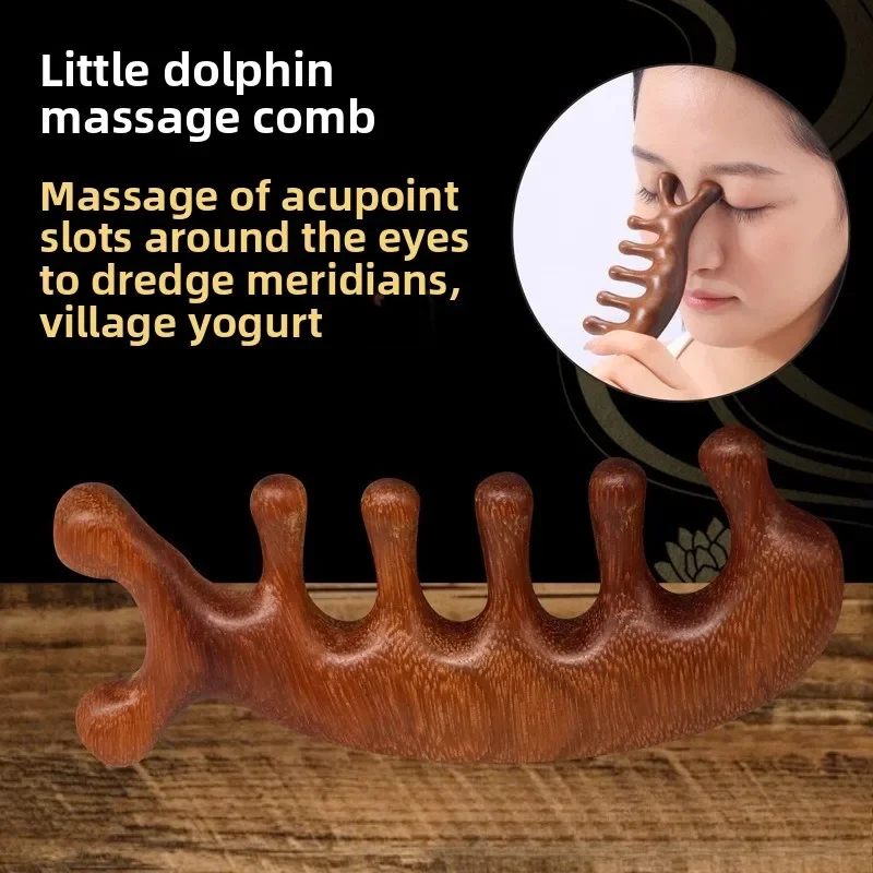 Sandalwood Dolphin Meridian Massage Comb Scalp Care Tool for Head Meridian Therapy