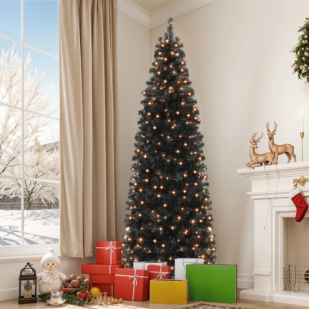 

6 ft Prelit Hallowen Slim Christmas Tree 200 Light 700 Branch Slim Space Saver