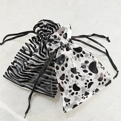 10/25/50pcs Organza Gift Bag Black Cat Claw Jewelry Bag Gifts Pouches For Wedding Party Candy Bag Jewelry Packing Wholesale