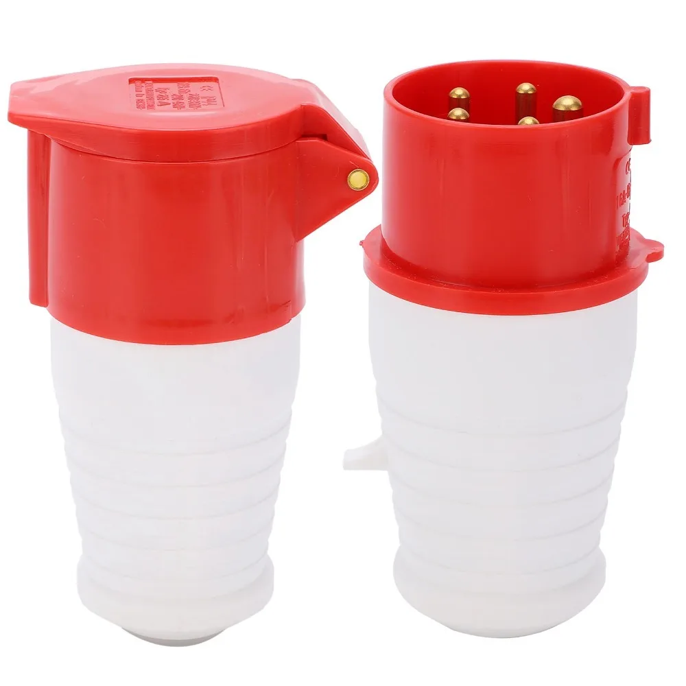 

380‐415 В, 16 А, промышленный разъем 3P+N+E, 5-контактный, 3-фазная розетка, IP44, водонепроницаемый комплект промышленных разъемов