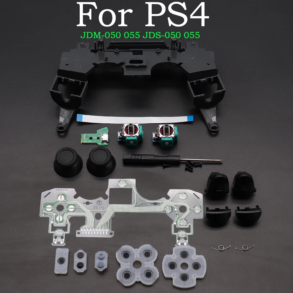 For PS4 Pro JDS 055 050 JDM050 055 Controller Frame Conductive Film L1 R1 L2 R2 Button Joystick Cap Charging Board