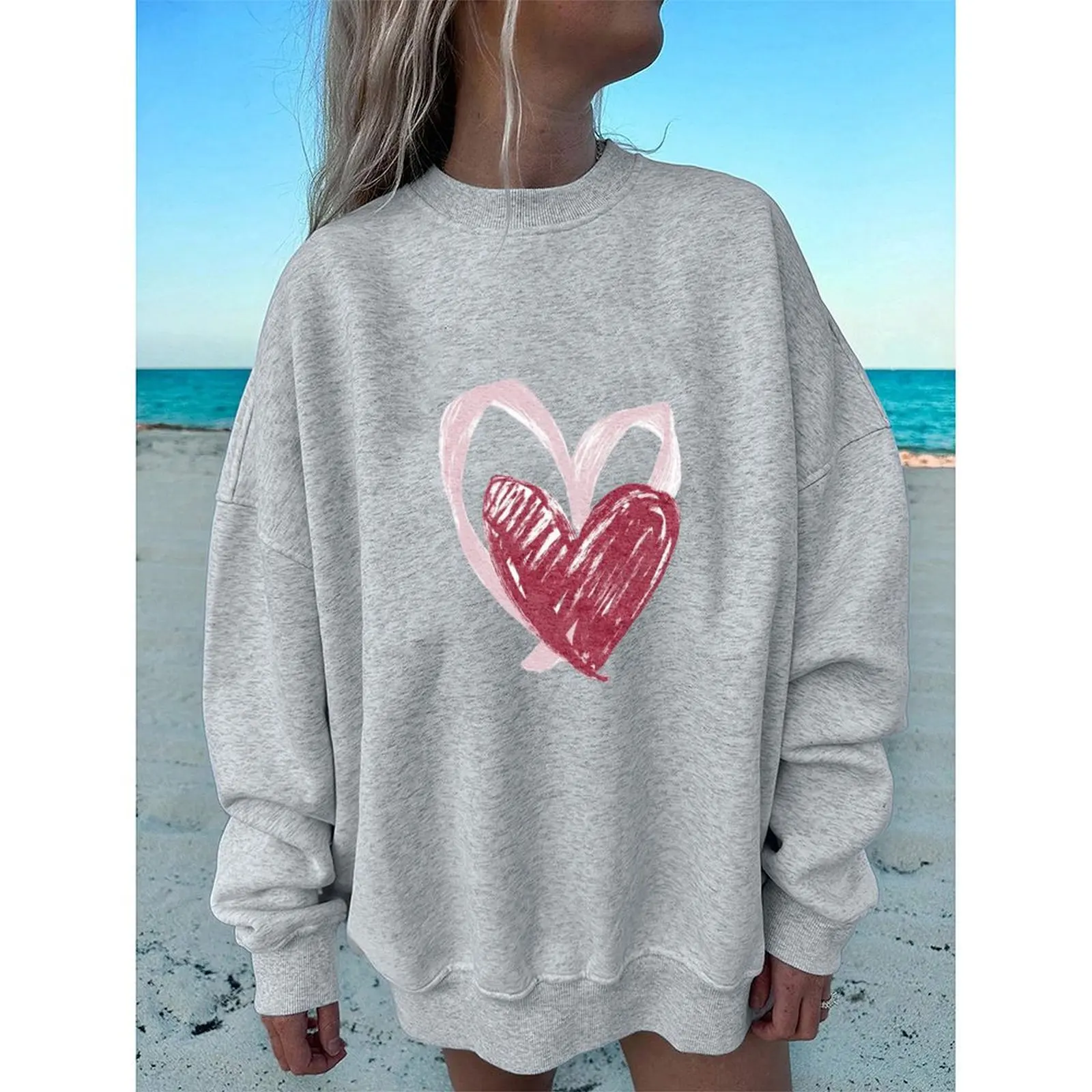 

Women's Sweatshirts O-Neck Printed Pattern Loose Casual Sports Pullovers Comfortable Velvet Long Sleeve Sweater Winter For Women