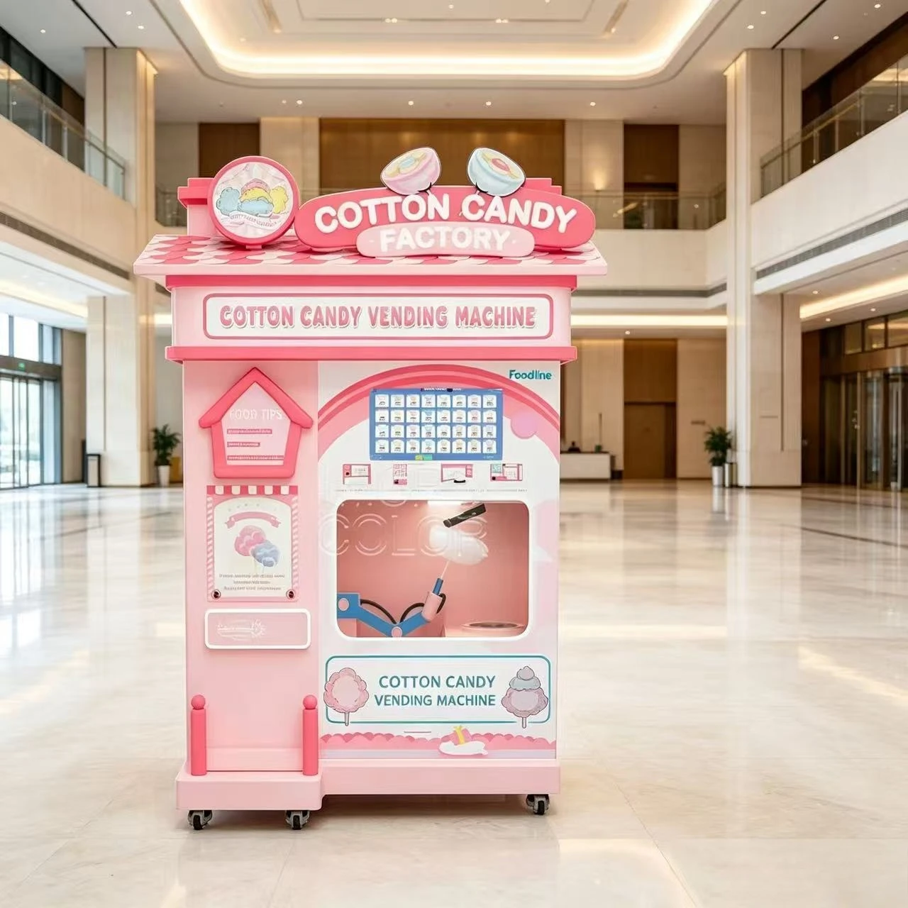 Máquina Expendedora de Algodón de Azúcar Automática Personalizada FL, Máquina de Algodón de Azúcar