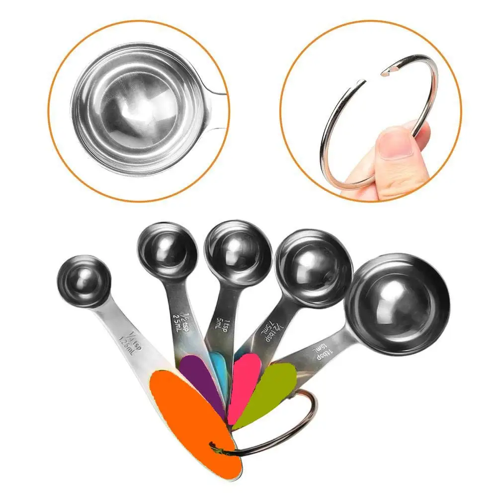 Stainless Steel Measuring Spoons 5 Piece Stackable Set - Measuring Set for Cooking and Baking Measuring Spoon Set