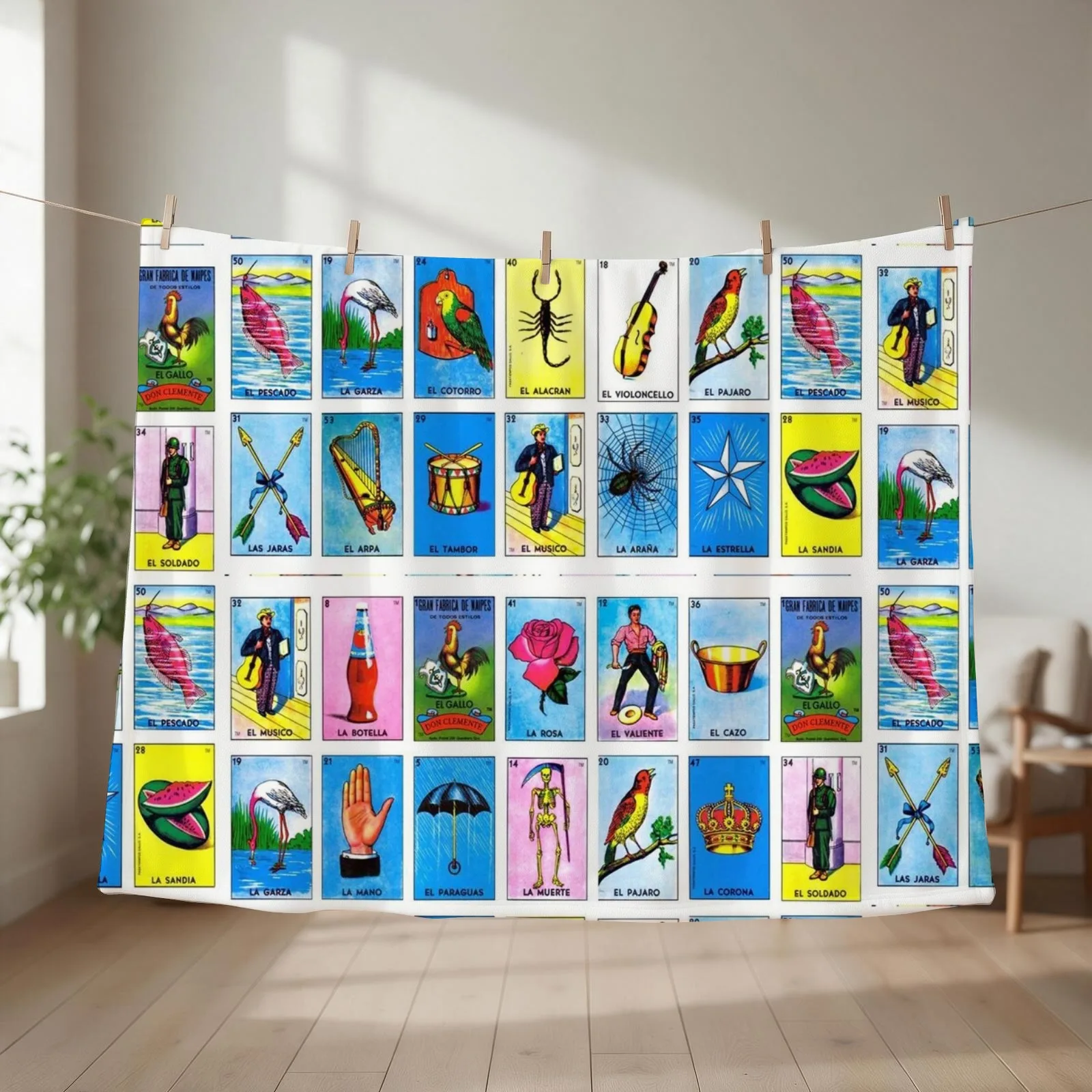 Lottery / Mexican Bingo Throw Blanket couch cozy soft plush fuzzy picnic outdoor blanket