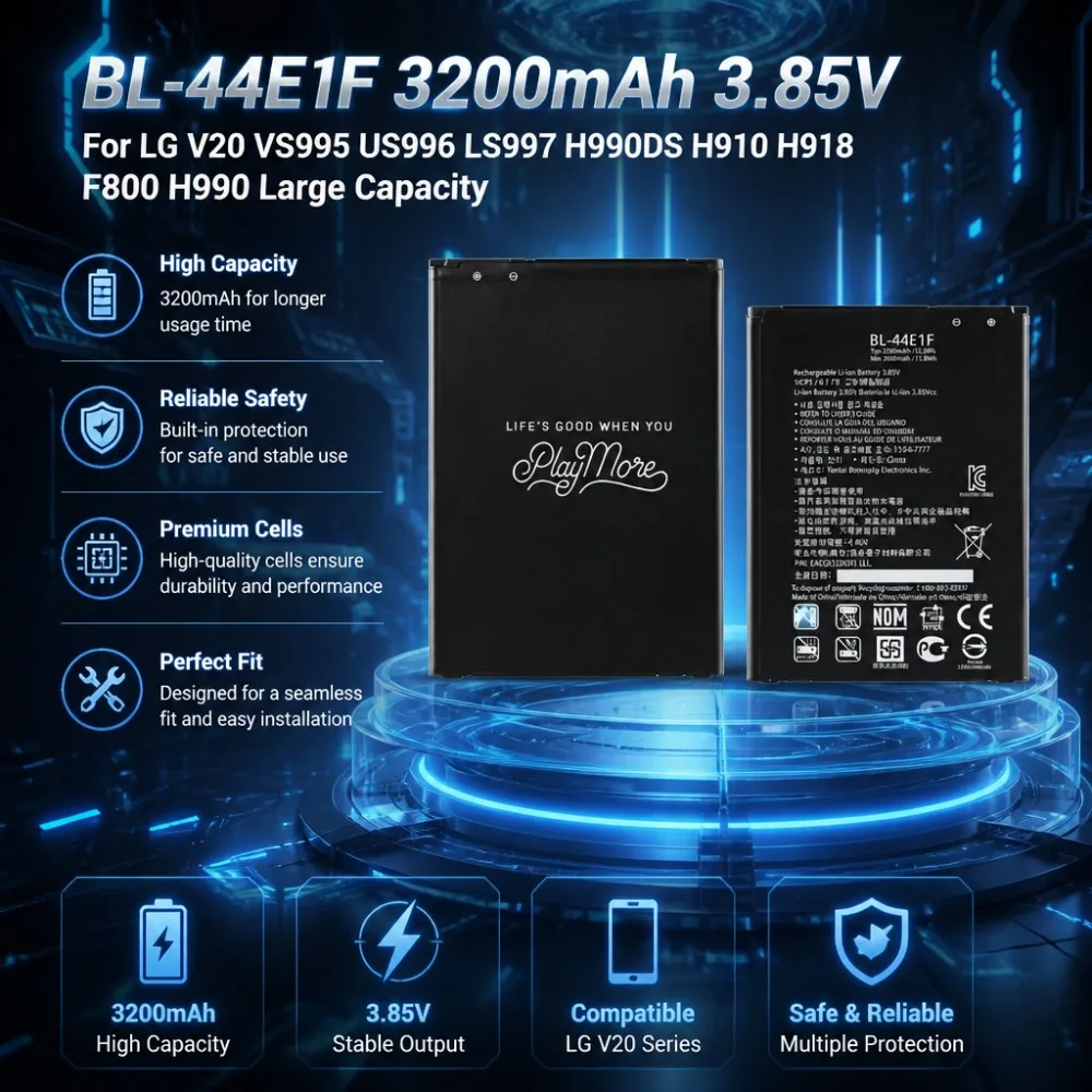 In Stock BL-44E1F 3200mAh 3.85V Mobile Phone Battery for LG V20 VS995 US996 LS997 H990DS H910H918 F800 H990 Large Capacity
