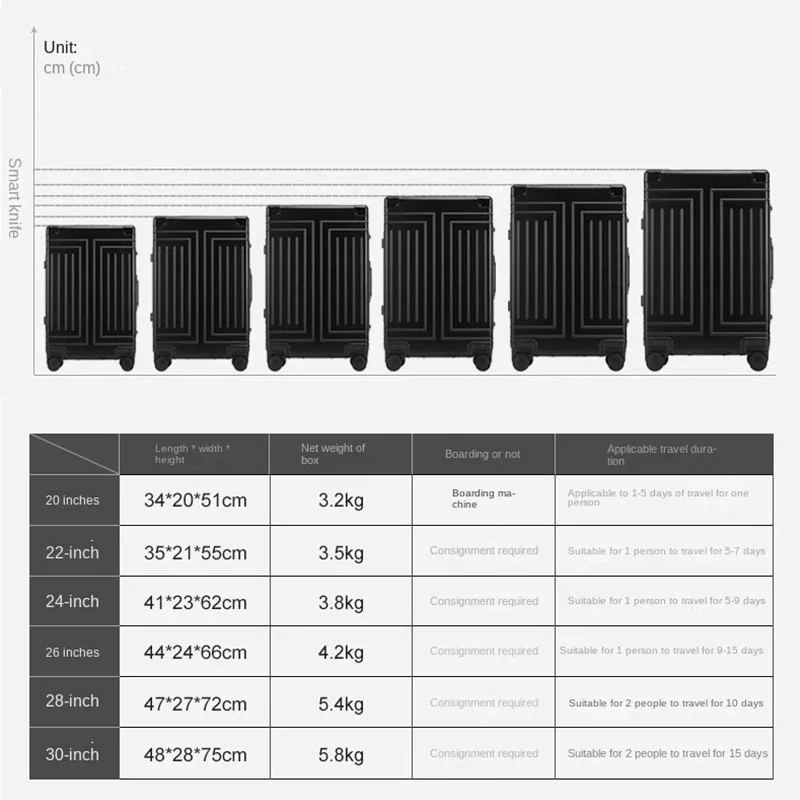 24 "26" 30 "Inch Volledig Aluminium Bagage Waterdichte Metalen Cabine 20 Inch Carring Case Van Hoge Kwaliteit Zakenreiskoffer